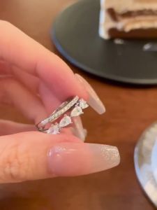 Cincin Zirkon 双层水滴锆石戒指 Double Layer Teardrop Zircon Ring 简约轻奢精致高级感气质百搭开口可调节 Elegant Fashion Jewelry