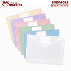 【Fireheart Warrior】 A4 Button File Bag - Assorted 6pcs Set / Snap Button Document Envelope with Label Pocket