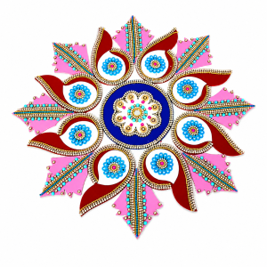 Acrylic Beaded Rangoli Floor Decoration 25-Piece Set | Traditional Festive Decor for Diwali Pooja Weddings & Home Entrance (1 Set | Size - 12 inch)