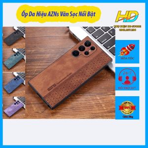 Ốp Lưng Da Cho Samsung S23 Ultra S23 Plus S22 Ultra S21 FES20 FE Hiệu AZNs Vân Sọc Nổi Bật Ốp Chống Sốc Bảo Vệ Cam