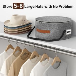 LUMINOU Wide Brim Hat Organizer Hat Storage Box Felt Cloth Large Capacity Hat Box for Women Men Portable Collapsible Travel Hat Bag for Travel