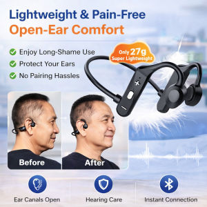 Wireless Bone Conduction Headphones Ear Friendly Hearing Aid Safe Comfortable Open Ear Design Audio Device