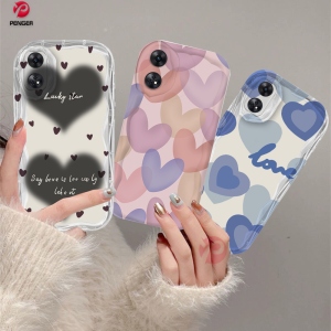 (Lokal Ready) PENGER Casing hp OPPO A17 A17k A16 A16s A54s A16k A16e A12 A5s A7 A11K A1K A57 A77S A53 2020 A3s A12e A33 A31 A52 A92 A54 Reno 8T 4G Reno 5F Art Watercolour 3D Wavy Curved Edge Love Heart Case