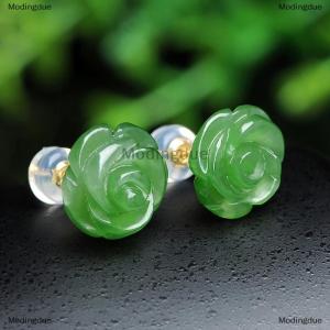 [COD] Modingdue Minimalist Elegant Emerald Green Flower Shape Stud Earrings For Gift Ornament Accessory Decor Fashion Jewelry