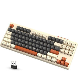Free Wolf M87 75% Wireless Gaming Keyboard Silent Rainbow Backlit Bluetooth/2.4Ghz PBT Gradient Keycaps
