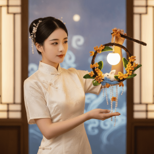 WARMSUN Handmade Bunny Wreath Lantern Glowing Luminous Chenille Stems Craft Chinese Lantern Floral Wreath Rabbit Hoop Lamp Mid-Autumn Festival