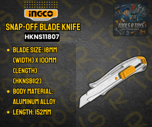 INGCO SNAP-OFF BLADE KNIFE | HKNS11807 | TOOLS R TOYS | ING-HANDTOOLS