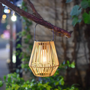 Waterproof Rattan Solar Lantern Outdoor Garden Yard Standing/Hanging Weaving Lantern