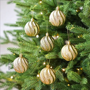 ลูกบอลเกลียวคริสต์มาส6ชิ้น5.5ซม. เครื่องประดับต้นไม้คริสต์มาสแขวนงานเลี้ยงปีใหม่จี้ตกแต่งคริสต์มาสสีสดใส