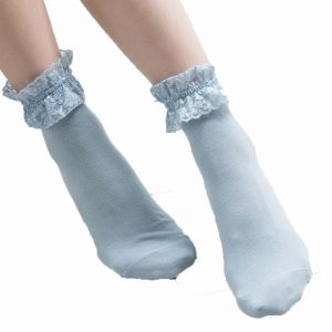 YANGW Solid Color Frilly Lace Short Sock Ankle Socks Boat Socks Socks