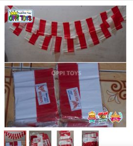 Bendera Renteng Plastik plus TALI - Bendera Pesta Hias Sudah dirangkai - Umbul Umbul Agustusan isi 20 lembar