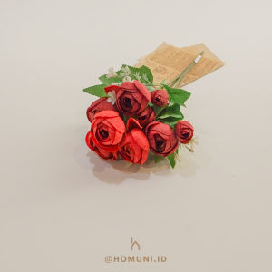Buket Bunga Palsu Tea Rose Artifisial/Tea Rose Artificial Bouquet Flower/Bunga Dekorasi Hantaran Wisuda Fotoprops