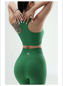 Bộ Đồ Tập Yoga GYM NAQI S-266 Dệt Kim Gân Tăm Sợi Tre Quần Cạp Cao Bra Có Đệm Lót Tôn Dáng