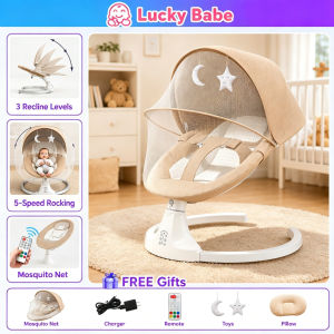 LuckyBabe Baby Electric Rocking Chair Automatic Swing With Bluetooth Music Remote Control And Mosquito Net Suitable For Newborn Infants