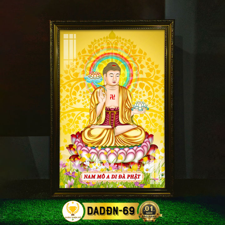 Tranh Thờ Phật A Di Đà Ngồi Có Đèn CHÂN THIỆN MỸ, Treo Tường Trang Trí ...