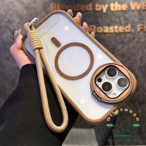 16 Pro Max 15 14 13 12 11 เคสสำหรับ iPhone พร้อมขาตั้งเลนส์พับแม่เหล็ก เคสนิ่ม TPU กันกระแทก