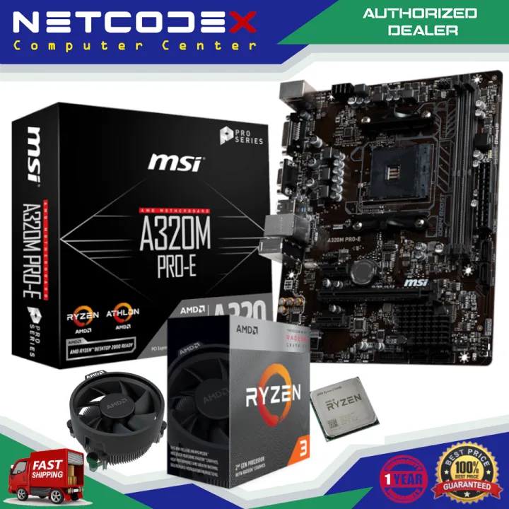 Msi 3200g Mobo AMD RYZEN 3200G MSI A320M PRO-E Motherboard Bundle
