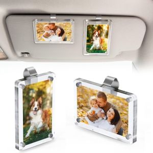 CHLOCH Easy Install Car Photo Holder ic Air Vent Compatible Sun Visor Picture Frame Durable Clip Design ic Acrylic Frame for Car