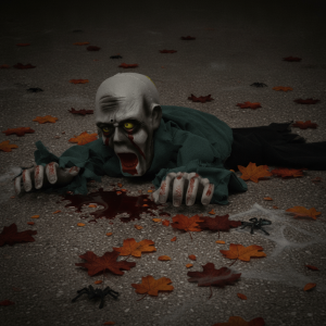 PENTU Voice-activated Halloween Crawling Ghost Electric Bald Head Escape Room Climbing Ghost Scary Movable Climbing Zombie Figure Haunted House Prop