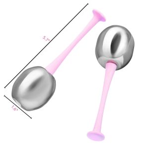 Stainless Steel Facial Cryo Ice Globes Energy Beauty Ball Eye and Face Massage Roller Reduce Puffiness Get Acne Free Remove Fatigue Pink SH037