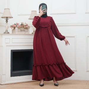 Gamis wanita lebaran crinkle airflow dress baju muslim syari mewah