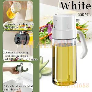 [LOCAL STOCK-Deliver in 1-3 days] 550ML 2 In 1 Oil Dispenser Spray & Pour Dual Use Glass Oil Bottle Auto Flip Lid Anti Drip 304 Stainless Steel Nozzle Kitchen Condiment Container For Olive Oil Vinegar Soy Sauce
