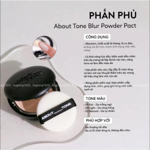 Phấn phủ nén About Tone / EGLIPS BLur Powder Pact 9g nâng tone kiểm soát dầu nhờn Phấn Phủ Kiềm Dầu Nâng Tone About