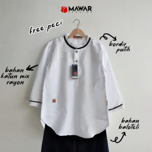Baju Koko Anak Safar HItam Putih / Setelan Koko Anak Hitam Putih Embordiry