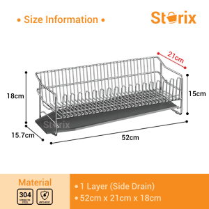 Storix 304 Stainless Steel Sink Drainer Dish Drying Rack Dish Drainer Drain Basket Rack Sinki Rak Dapur