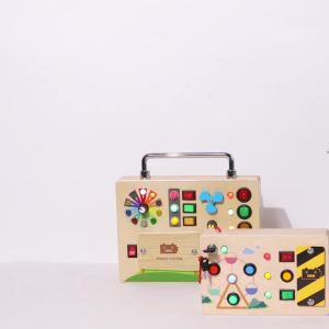 Wooden Sensory Busy Board Montessori Toys Kids Switch Socket Button Electronic Led Light Switch Thinking Game Toddler Senses