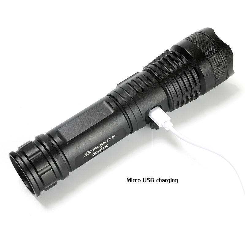 Haixnfire H002 XHP50 Flashlight Convoy Lens Powerful 26650 Battery Flash Light Rotary Zoom LED Torch. 