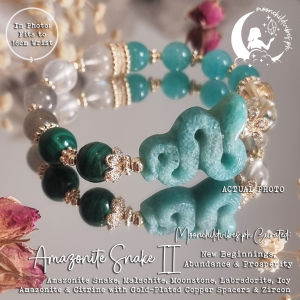 Amazonite Snake II New Beginnings Abundance Prosperity & Protection Bracelet - Amazonite Citrine Labradorite Moonstone Malachite Year of the Snake 2025