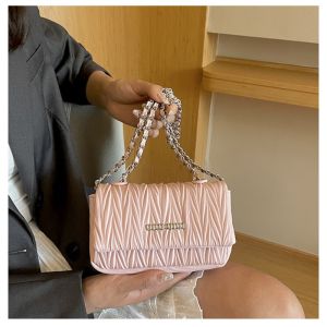 IELGY Ladies Strip Pleated Bag Female Bag Niche Design One-Shoulder Messenger Bag