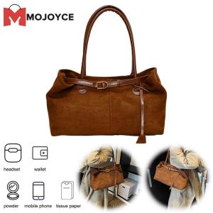 Túi tote sức chứa lớn nữ mojoyce làm bằng da PU bền với móc cài để đi du lịch và làm việc ví đeo vai sành điệu trong màu be