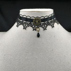 Hmeme Gothic Punk steampunk Vòng cổ giáng sinh Ribbon ren Choker Vòng cổ vòng cổ