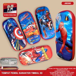 Pensil Case Magnet Tempat Pensil 2 sisi Kotak Pensil 3D Emboss WaterProof Karakter Marvel & Disney