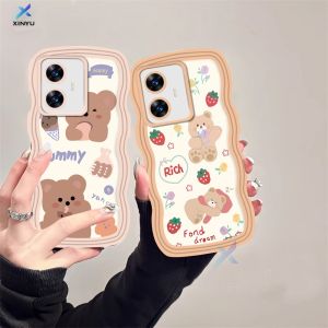 (Lokal Ready) Xinyu Casing hp Realme C53 C51 C55 C33 C35 C31 C30 C30s C21Y C25Y Realme C11 2021 C20 C15 C25 C17 C12 C3 Realme 10 9i 8i 7 Pro Realme 5 Pro 5i 5S 6i Narzo 50A Prime  Penutup Casing Ponsel TPU Tepi Gelombang Beruang Lucu Case