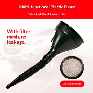 JJT Multifunctional Plastic Funnel with Filter Mesh for Oil and Gas Refueling Anti-Leakage Design Easy to Use