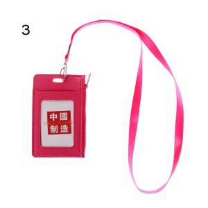 SFAUQ393402 Multi colored With Lanyard School Office Supplies Card Case ID Holders Zipper Bag Wallets