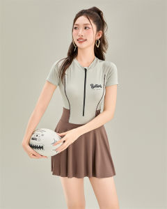 Fashion New Style Slimming Sports Swimsuit for Chubby Girls Covering Belly for Students Sports Skirt One-piece Swimsuit for Women