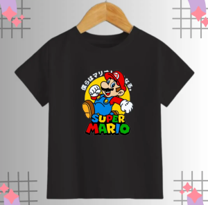 KAOS ANAK LAKI LAKI BAHAN COMBET/KAOS ANAK PEREMPUAN/KAOS ANAK MOTIP SUPER MARIO 1