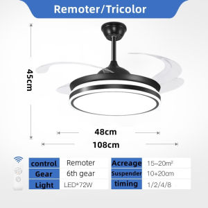 Invisible Ceiling Fan With Light Ceiling Fan With Remote Control Silent Ceiling Fan Light Tricolor lighting