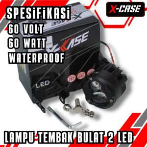 X-CASE Lampu Tembak Bulat 2 LED 60 Volt 60 Watt Waterproof Universal Motor
