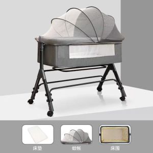 ❤Stock in SG❤Movable folding baby crib baby multi-function bb bed portable cradle bed baby care bed splicing big bed