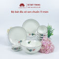Bộ bát đĩa cao cấp Bát Tràng set 11, 16, 21 sản phẩm - Họa tiết sen chuồn. 