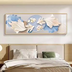 Tranh Cá Chép Ngắm Trăng Tranh Canvas Tranh Tráng Gương Tranh Phòng Khách