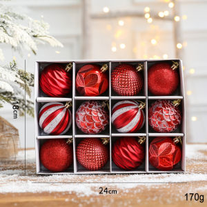 12Pcs 6Cm Glitter Christmas Balls Christmas Decorations Set Plastic Balls Hanging Xmas Tree Ornaments For Holiday Party Decorations New Year Home Decor