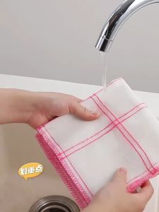 8 Layers Thick Bamboo Fiber Cleaning Cloth Fast Absorption Kitchen Dish Rag Reusable Household Cleaning Towel Home Restaurant Use 30x30 / 36x36cm