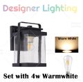 Designer Lighting [Outdoor Wall Lamp] Set with LED Bulb Modern Wall Light Weather Proof Garage Light Car Porch Light Lampu Dinding Stor Lampu Tembok (2351). 