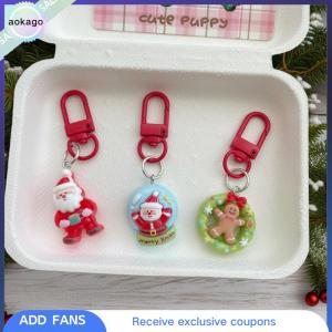 Aokago 1 5ชิ้นการ์ตูนกวางซานตาคลอสพวงกุญแจน่ารักนักเรียนกระเป๋าเป้สะพายหลังตกแต่งเรซิ่นตกแต่งคริสต์มาสปาร์ตี้ของขวัญเล็กๆ
